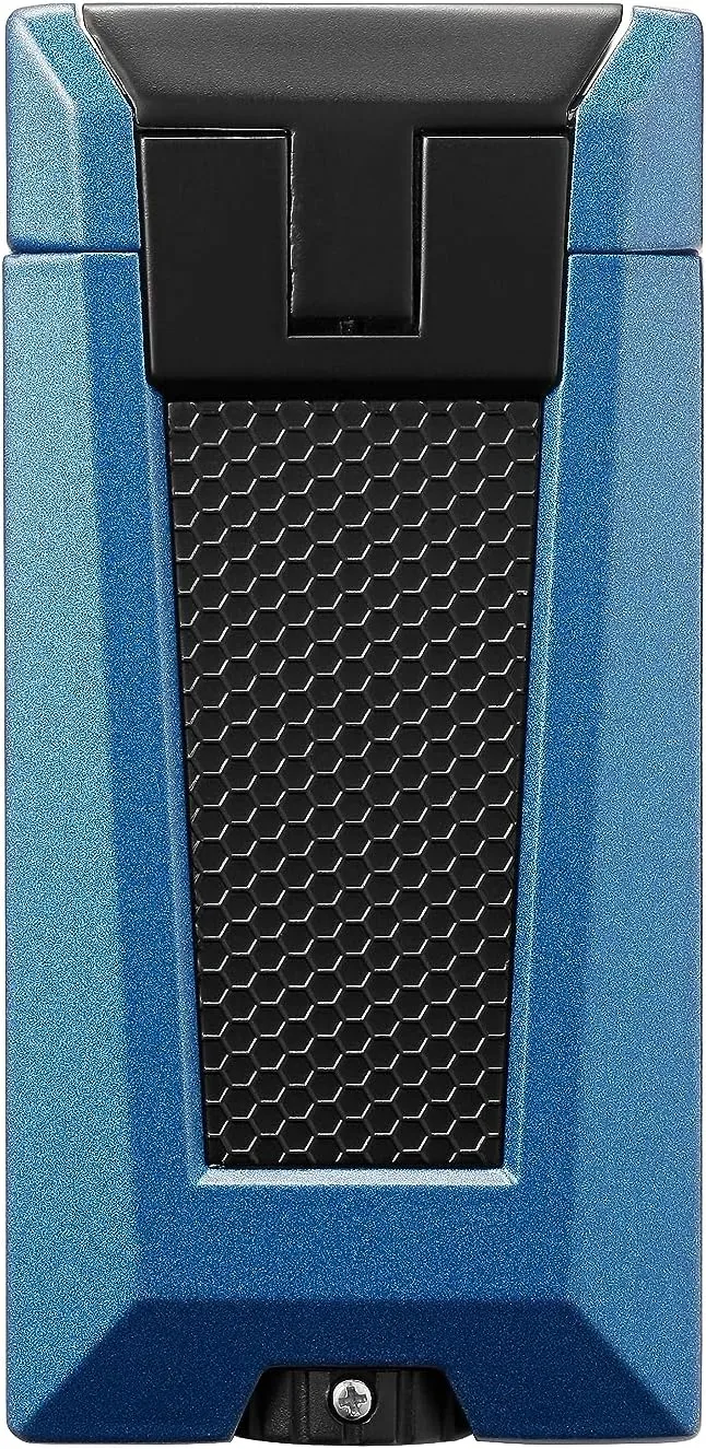 Colibri Stealth Triple Jet Flame Butane Lighter, Windproof & Refillable, Cigar Enthusiast's Choice with Blue Fuel Window and Adjustable Flame (Blue   Black)