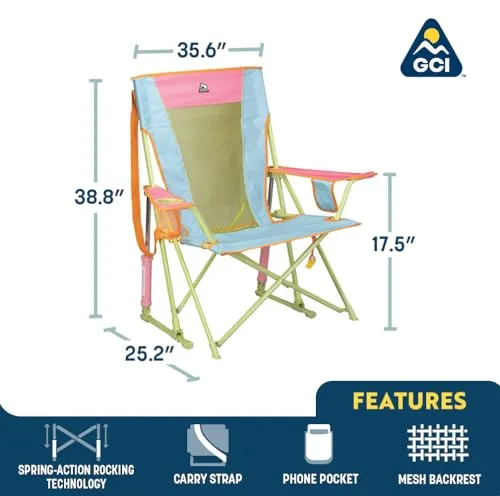 Comfort Pro Rocker Camping Chair|Portable Folding Rocking Chair w/ Armrests