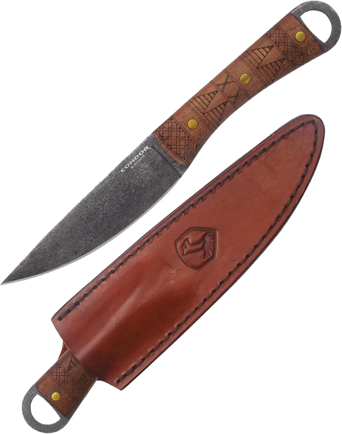 Condor Tool & Knife Lost Roman Fixed Blade Knife - 1075 High Carbon Steel - Hand Crafted Welted Leather Sheath - Walnut Handle - 4.9 inches Blade - 3mm Thick - 7.3 ounce