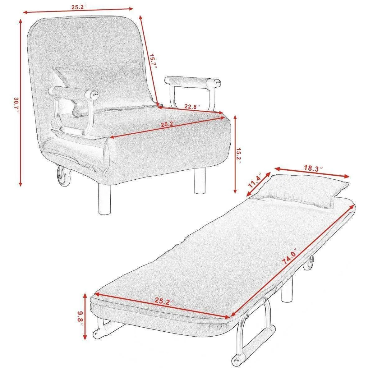 Convertible Folding Lounge Chair - Modern Relaxation Seat
