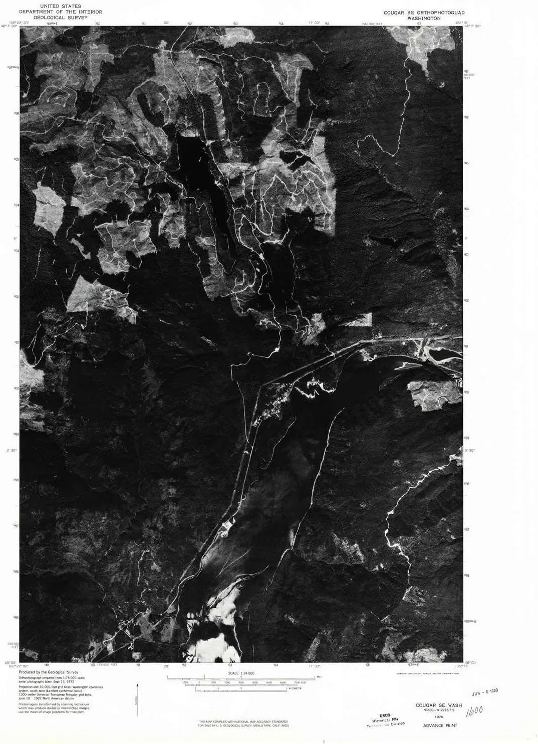 Cougar SE WA topo map, 1:24000 Scale, 7.5 X 7.5 Minute, Historical, 1975, Updated 1980, 26.9 x 22.1 in