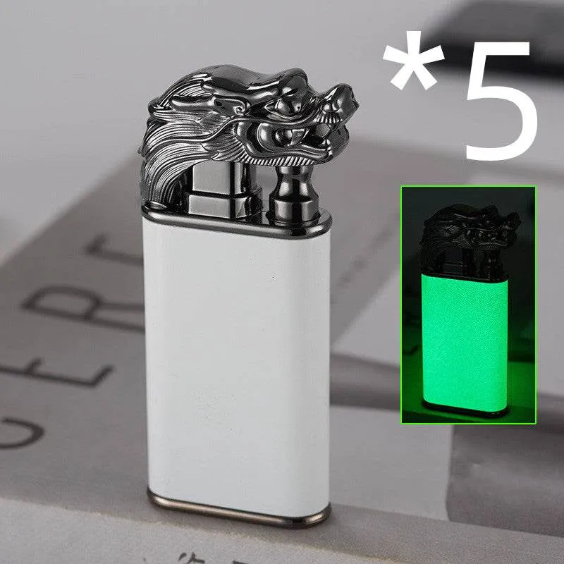 Creative Blue Flame Lighter Dolphin Dragon Tiger Double Fire Metal Winproof Lighter Inflatable Lighter