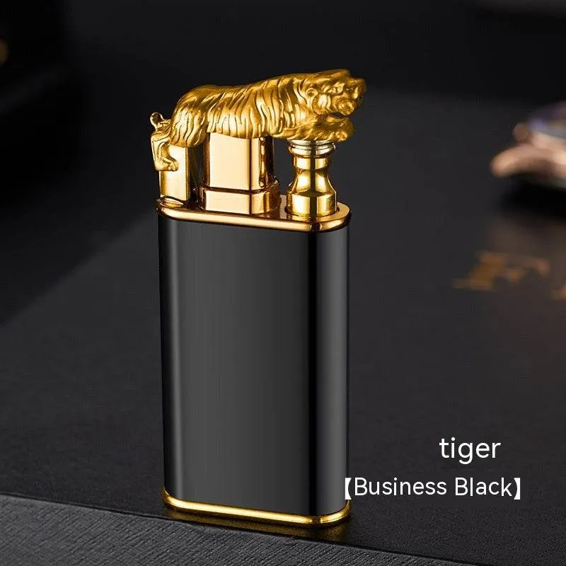 Creative Blue Flame Lighter Dolphin Dragon Tiger Double Fire Metal Winproof Lighter Inflatable Lighter