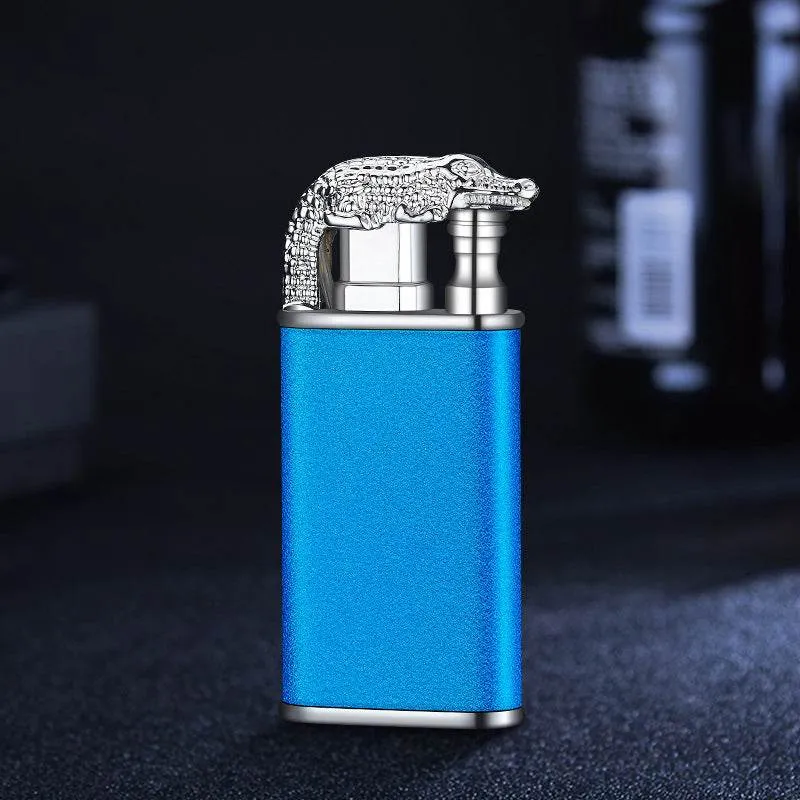 Creative Blue Flame Lighter Dolphin Dragon Tiger Double Fire Metal Winproof Lighter Inflatable Lighter