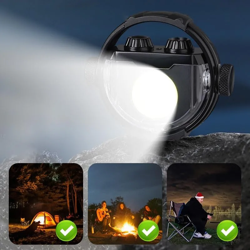 Creative Gyro Windproof Dual Arc Electric Lighter with Light, USB Rechargeable Lighters with COB Lighting, LED Power Indicator, for Camping Hiking for Men (Black)