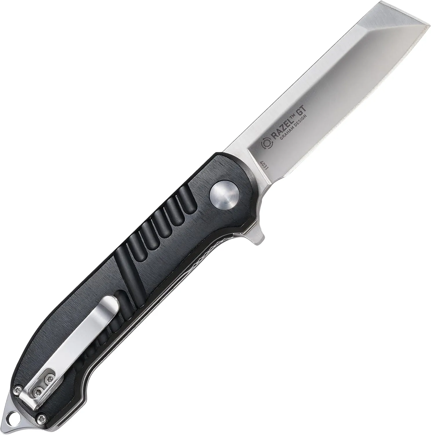 CRKT Razel GT Assisted Folding Pocket Knife: Everyday Carry, Stainless Steel Cleaver Blade with Satin Finish, Liner Lock, Black Aluminum Handle, Lanyard Hole 4031 Multi One Size