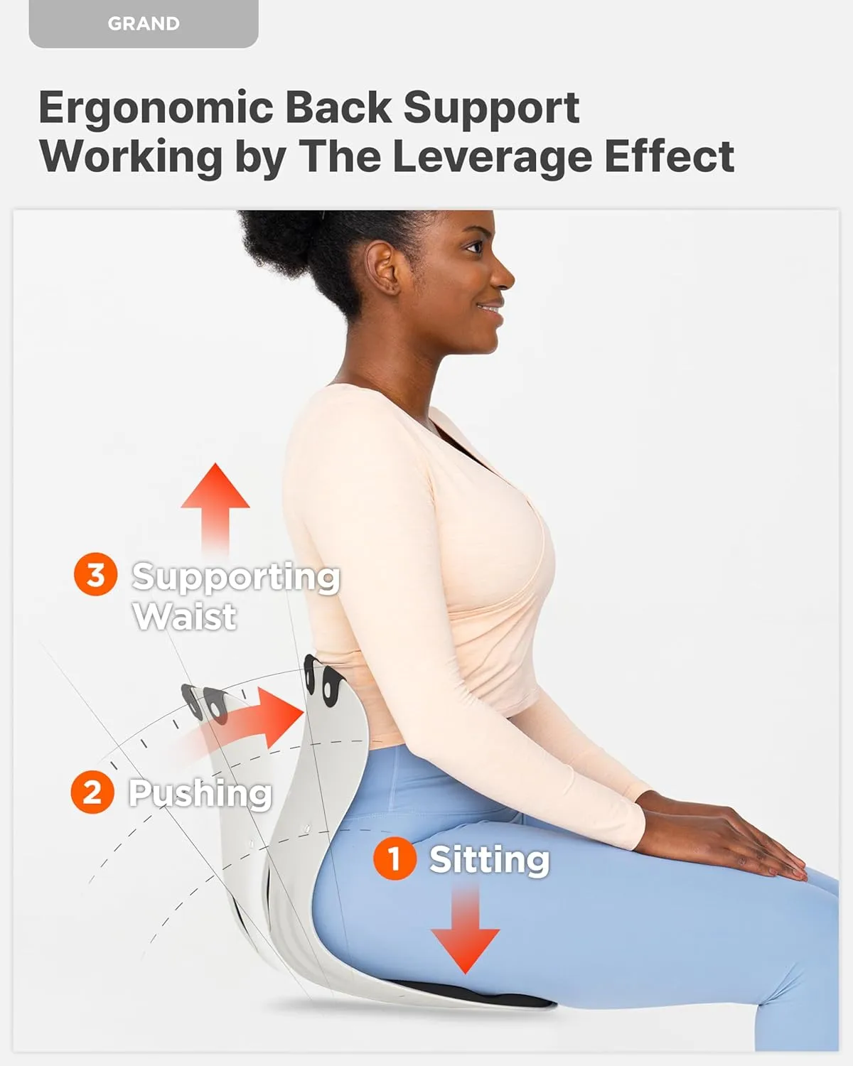 curble GRAND (Extra Wide&Sturdy) 2PACK – Ergonomic Chair Back Support, Lumbar Support for Good Posture Correction and Back Pain Relief, Perfect for Office Chair and Work from Home, Patented(2P Black)