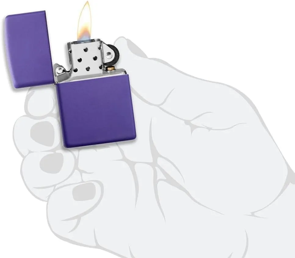 Custom Personalized Zippo Photo, Logo, Image and Engraving on The Back Windproof Lighter - Christmas, Halloween & Valentines Day Gift (Purple)