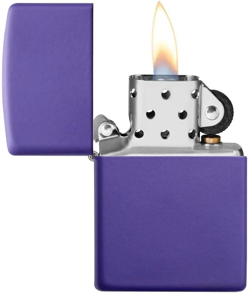 Custom Personalized Zippo Photo, Logo, Image and Engraving on The Back Windproof Lighter - Christmas, Halloween & Valentines Day Gift (Purple)