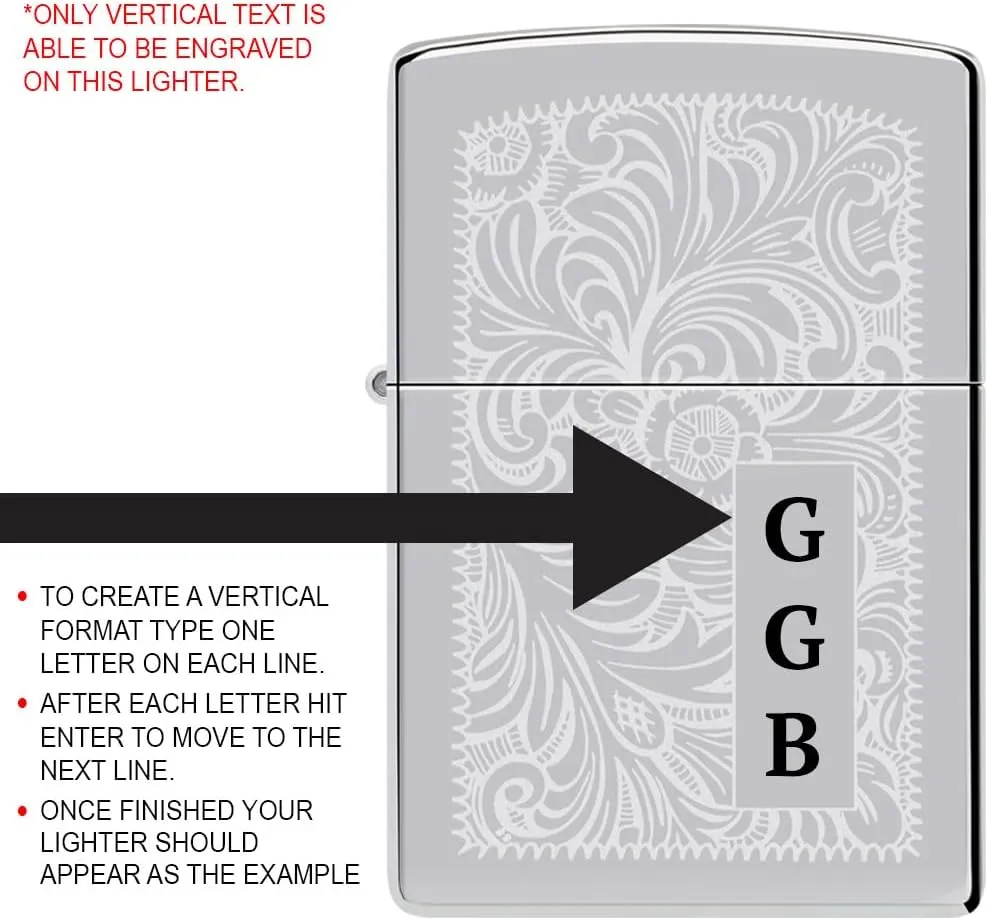 Custom Zippo Venetian High Polish Chrome Pocket Lighter