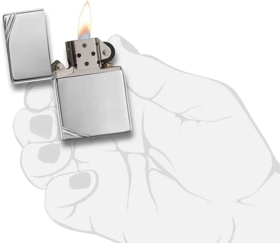 Custome Personalized Brass Vintage with SLASHES ZIPPO Windproof Lighter- Free Engraving (HP Chrome)
