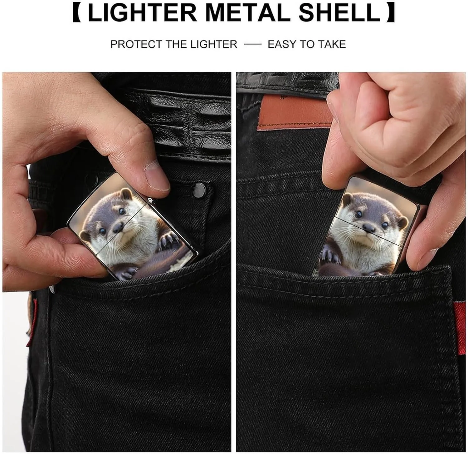 Cute Otter Lighter Case Waterproof Lighter Sleeve Lighters Protective Cover with Graffiti Design