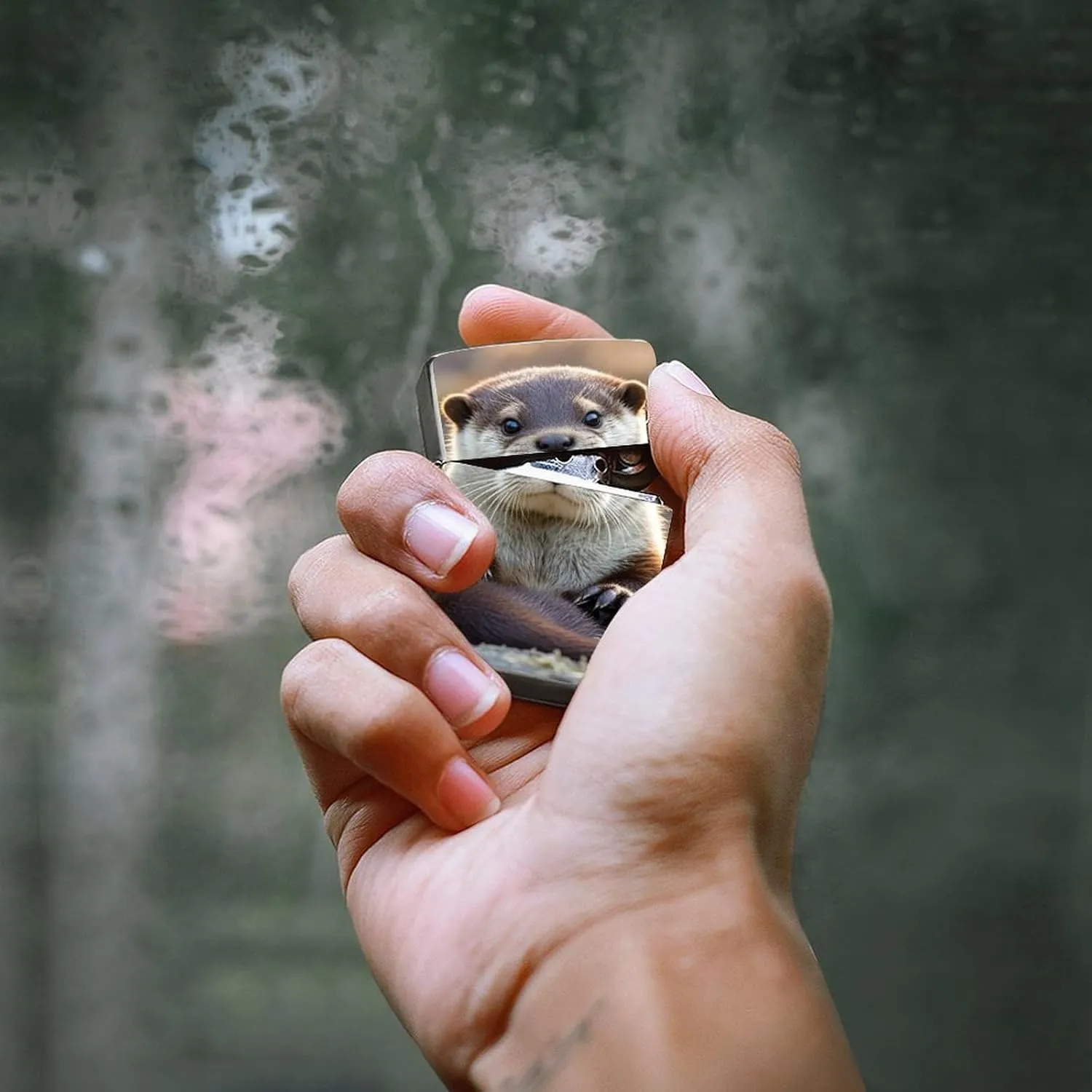 Cute Otter Lighter Case Waterproof Lighter Sleeve Lighters Protective Cover with Graffiti Design
