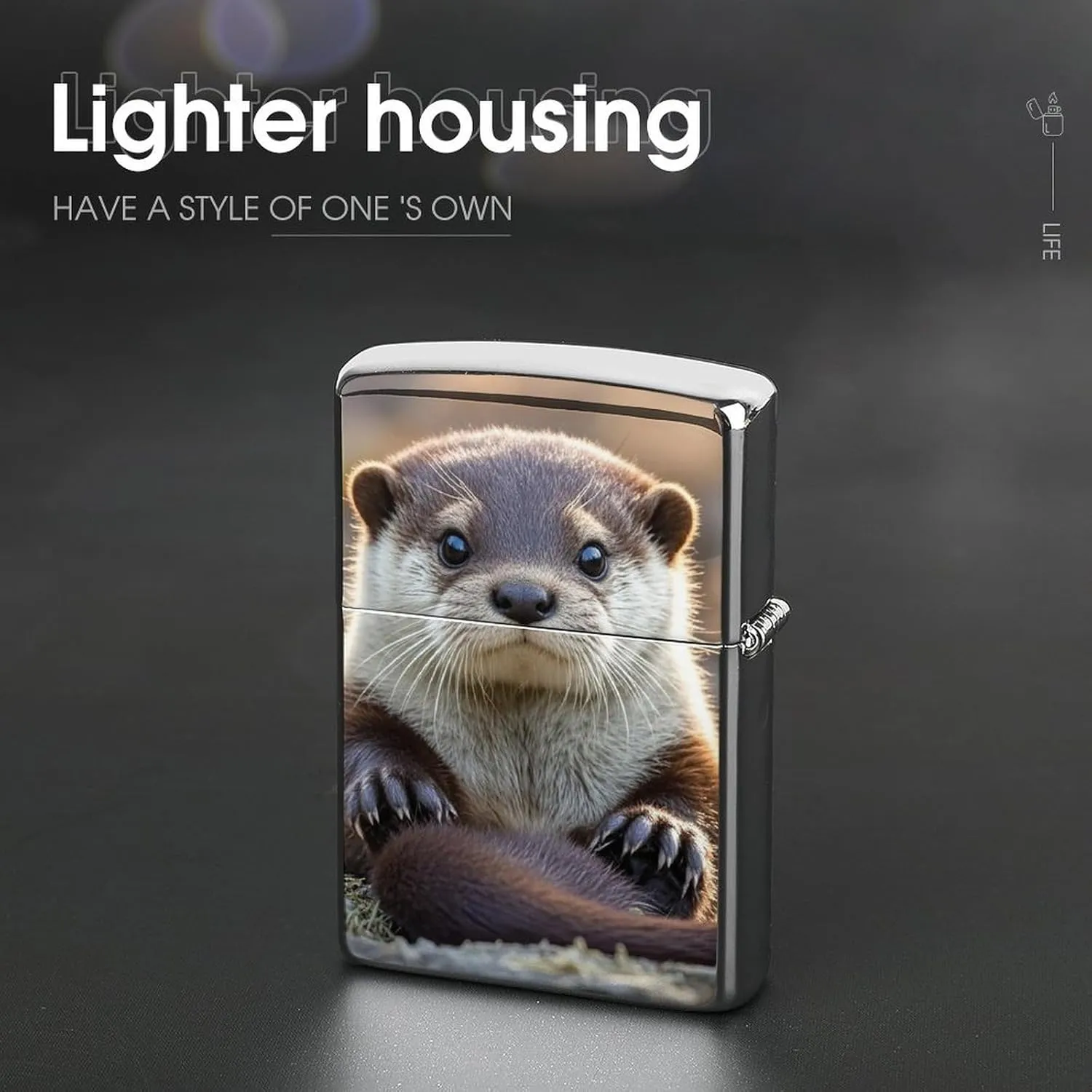Cute Otter Lighter Case Waterproof Lighter Sleeve Lighters Protective Cover with Graffiti Design