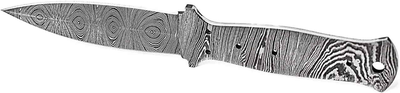 Damascus Hunting Knife Blank | Hand Forged Steel Blank Blade | 9 Inches Handmade Camping Knife Making Supplies | HUNT 04