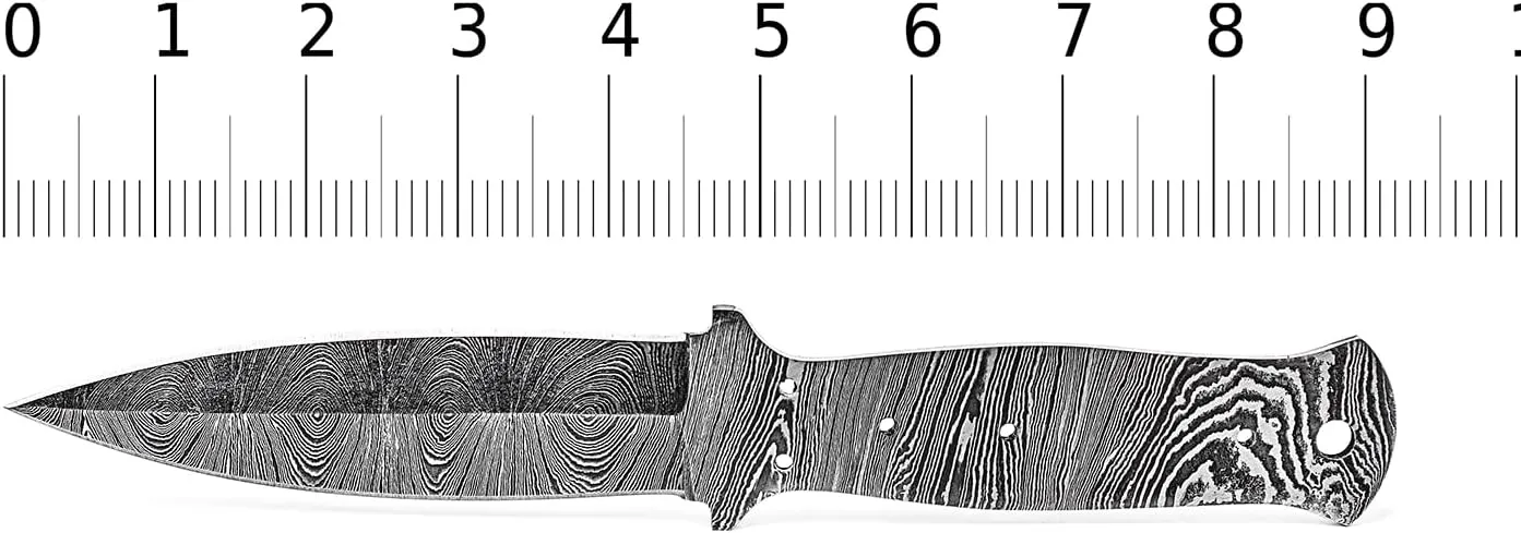 Damascus Hunting Knife Blank | Hand Forged Steel Blank Blade | 9 Inches Handmade Camping Knife Making Supplies | HUNT 04