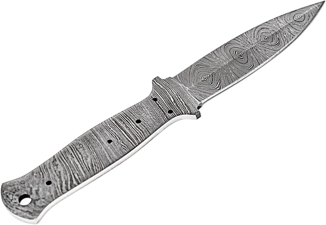 Damascus Hunting Knife Blank | Hand Forged Steel Blank Blade | 9 Inches Handmade Camping Knife Making Supplies | HUNT 04