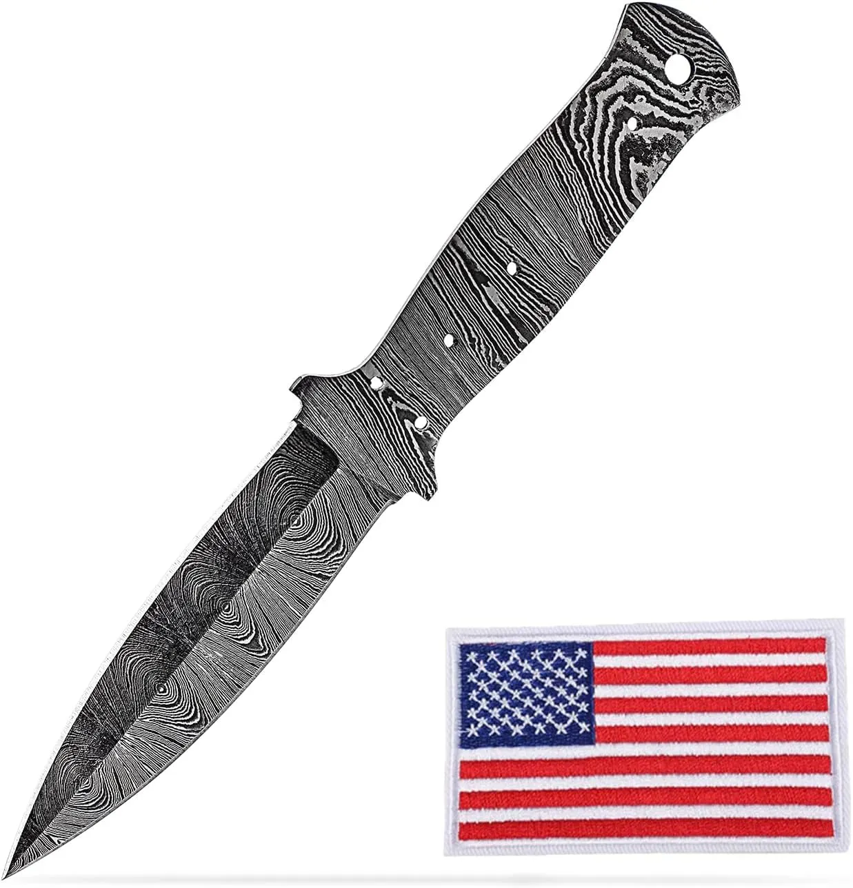 Damascus Hunting Knife Blank | Hand Forged Steel Blank Blade | 9 Inches Handmade Camping Knife Making Supplies | HUNT 04