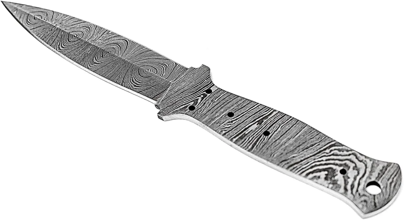 Damascus Hunting Knife Blank | Hand Forged Steel Blank Blade | 9 Inches Handmade Camping Knife Making Supplies | HUNT 04