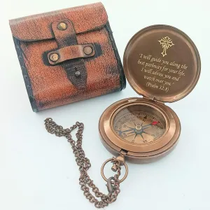 DAYOL'X Psalm 32:8 Engraved Personalized Compass - Baptism Gifts for Boys Girls, First Communion, Christian Gifts for Men for Dad from Daughter, Son, Kids