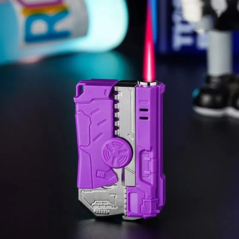 Deformable Fingertip Gyro Decompression Lighter – Foldable, Windproof Red Flame for Trendy Men