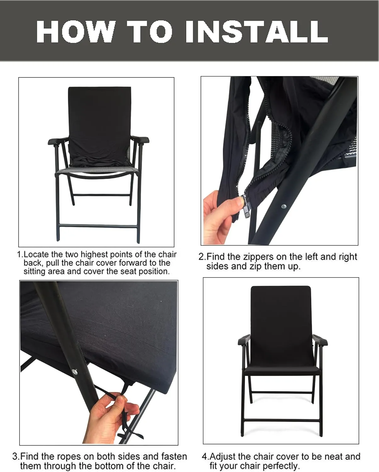 Deisy Dee Patio Dining Chair Covers, Outdoor Steel Sling Folding Chair Covers, Garden Metal Chair Covers (1, G)