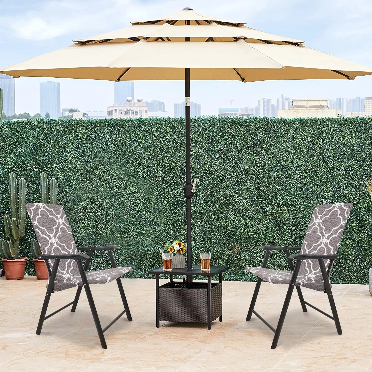Deisy Dee Patio Dining Chair Covers, Outdoor Steel Sling Folding Chair Covers, Garden Metal Chair Covers (1, G)