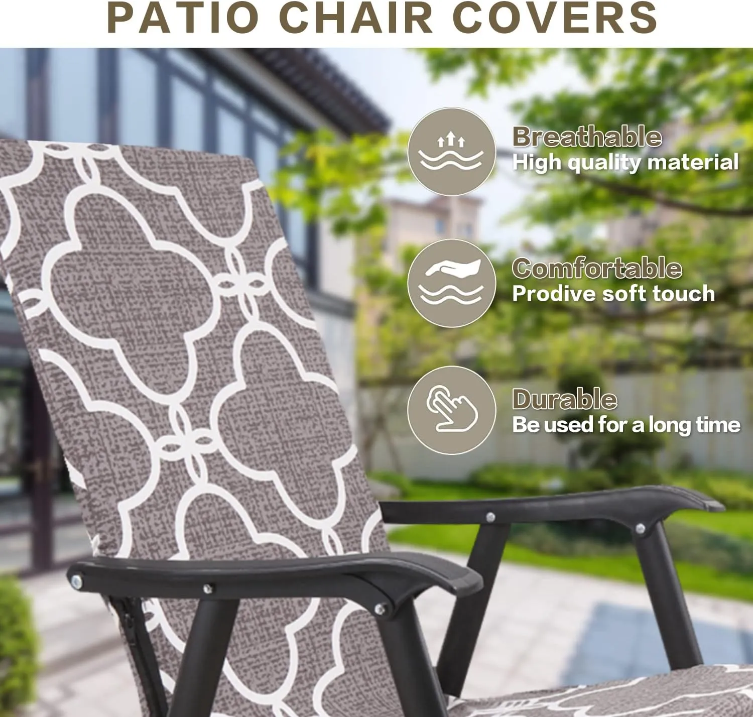 Deisy Dee Patio Dining Chair Covers, Outdoor Steel Sling Folding Chair Covers, Garden Metal Chair Covers (1, G)