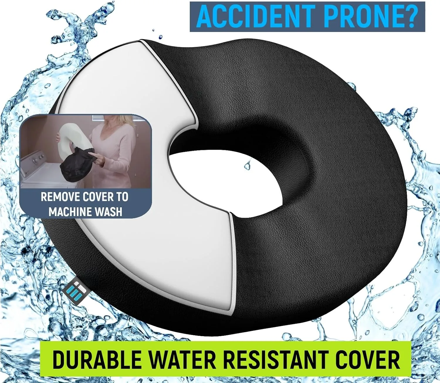 Deluxe Donut Pillow for Tailbone Pain Relief Cushion with Machine Washable Water Resistant Cover, Hemorrhoid Pillow, Butt Pillows for Sitting, Donut Cushion for Bed Sores, Coccyx, Sciatica