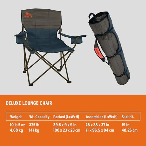 Deluxe Lounge Chair – Folding Outdoor Camp Chair, Insulated Cupholders