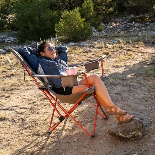 Deluxe Lounge Chair – Folding Outdoor Camp Chair, Insulated Cupholders