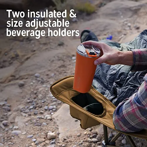 Deluxe Lounge Chair – Folding Outdoor Camp Chair, Insulated Cupholders
