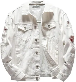 Denim Jacket Men Lightweight Button Down Long Sleeve Jean Jackets Coats Spring Fall Fashion, S-4XL