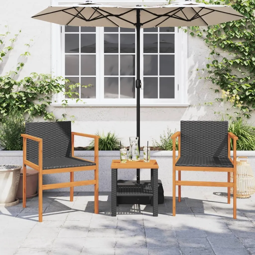 Dinning Chairs Camping Chair Lawn Chairs Kitchen Chairs - Patio Chairs 2 pcs Black Poly Rattan&Solid Wood for Terrace Garden Outside Beaches