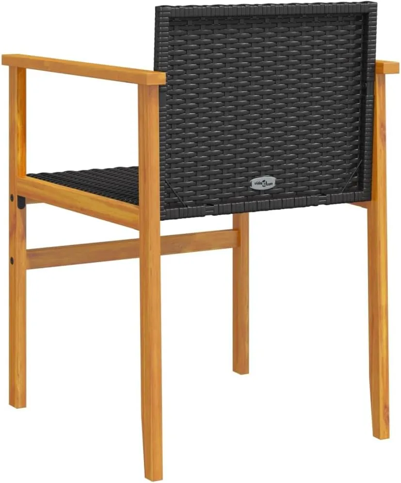 Dinning Chairs Camping Chair Lawn Chairs Kitchen Chairs - Patio Chairs 2 pcs Black Poly Rattan&Solid Wood for Terrace Garden Outside Beaches