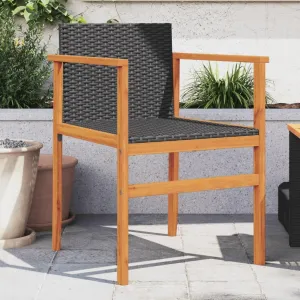 Dinning Chairs Camping Chair Lawn Chairs Kitchen Chairs - Patio Chairs 2 pcs Black Poly Rattan&Solid Wood for Terrace Garden Outside Beaches