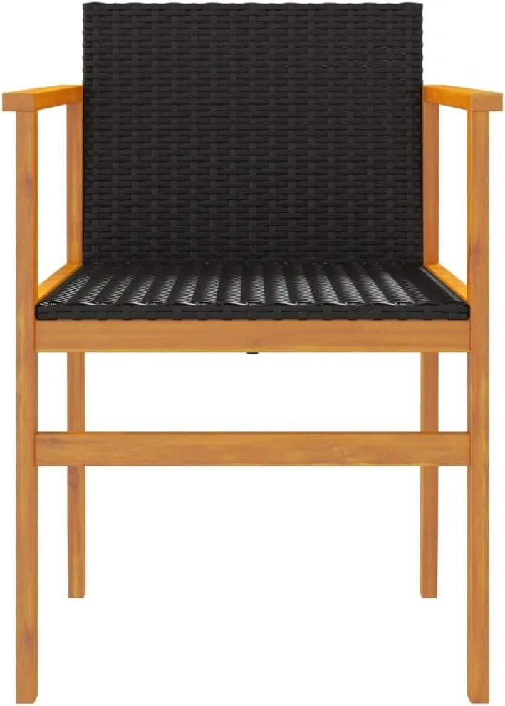 Dinning Chairs Camping Chair Lawn Chairs Kitchen Chairs - Patio Chairs 2 pcs Black Poly Rattan&Solid Wood for Terrace Garden Outside Beaches