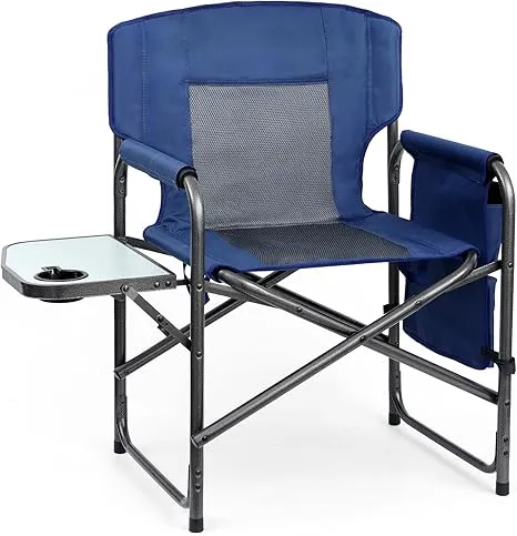 Directors Chair,Camping Chairs for Adults,Heavy Duty Side Table w/ Side Pockets