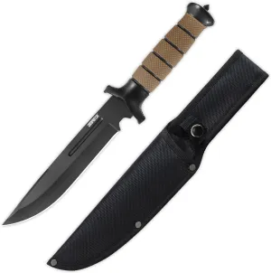Dispatch Fixed Blade Survival Knife with Sheath and Glass Breaker, 14” Bushcraft Knives with Durable ABS and Non-Slip Rubberized TPR Handle for Camping, Hiking, Hunting, Outdoor Activities