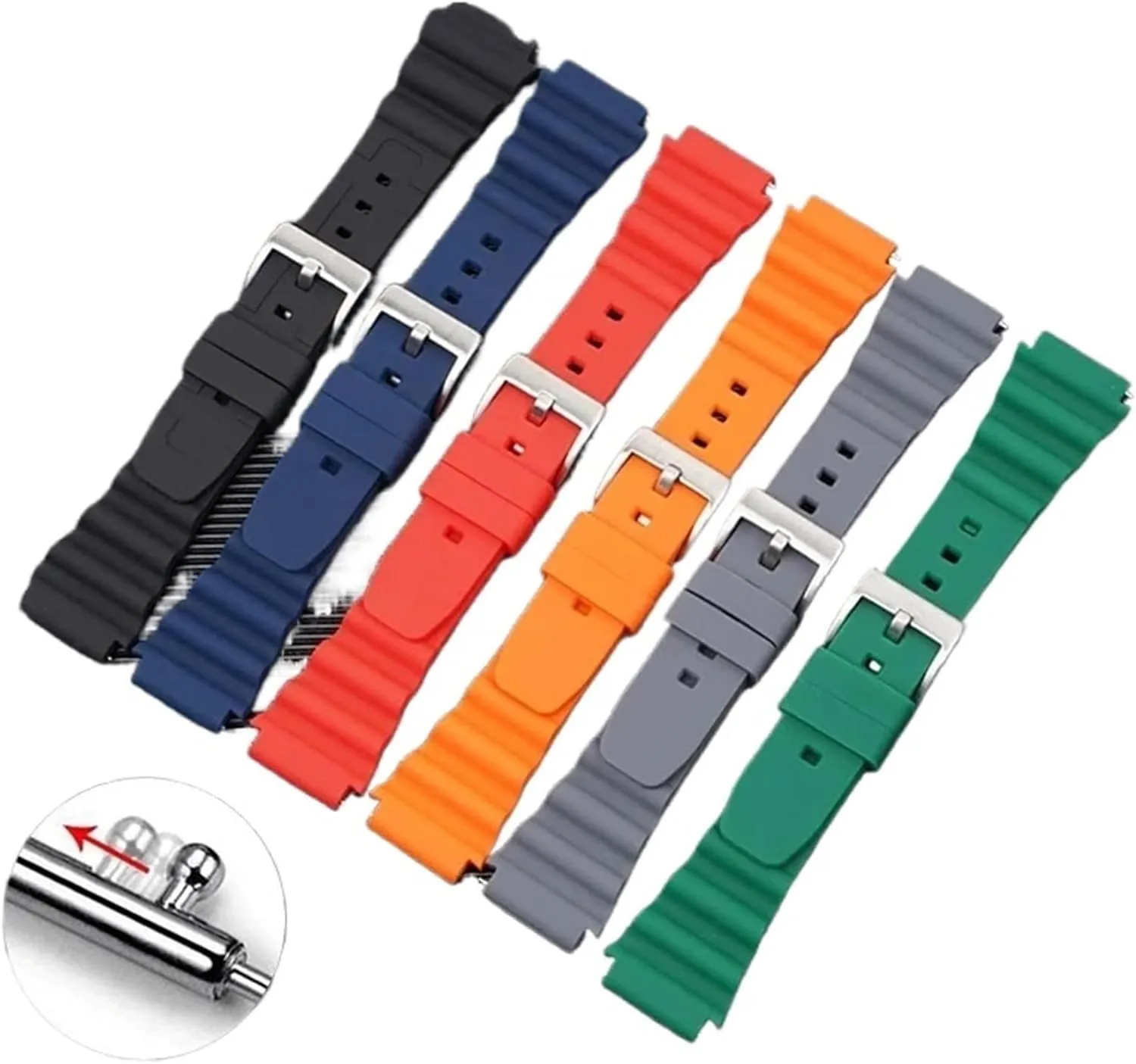 Diving Strap Watch Band Men Sport Waterproof Silicone Rubber Bracelet 20mm 22mm Quick Release For Men And Women