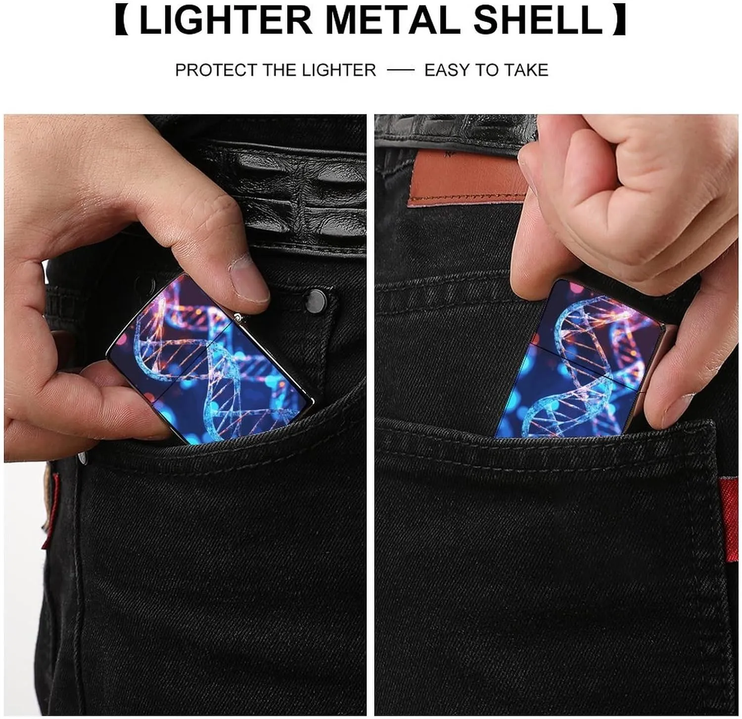 DNA Genetic Helix Lighter Case Waterproof Lighter Sleeve Lighters Protective Cover with Graffiti Design