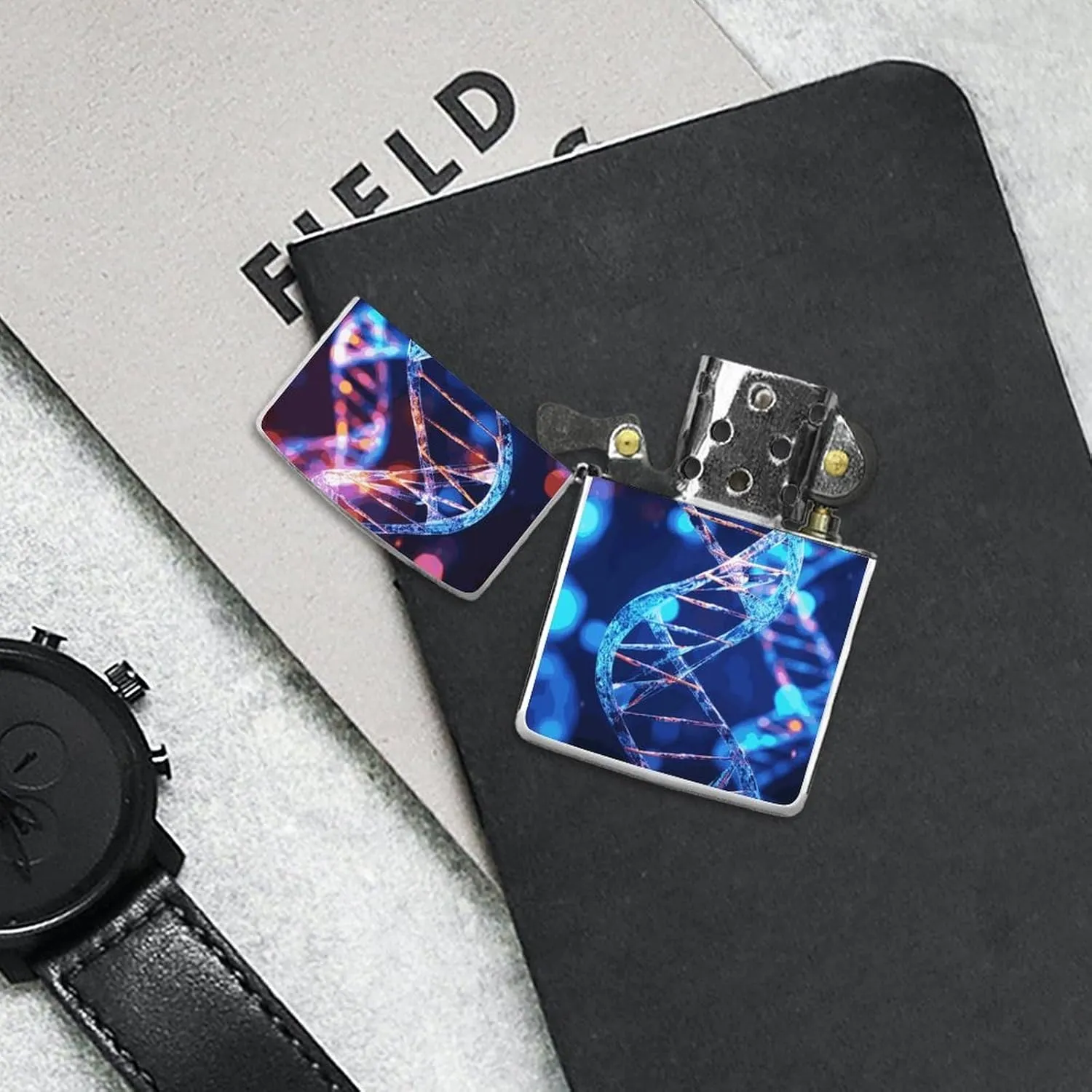 DNA Genetic Helix Lighter Case Waterproof Lighter Sleeve Lighters Protective Cover with Graffiti Design
