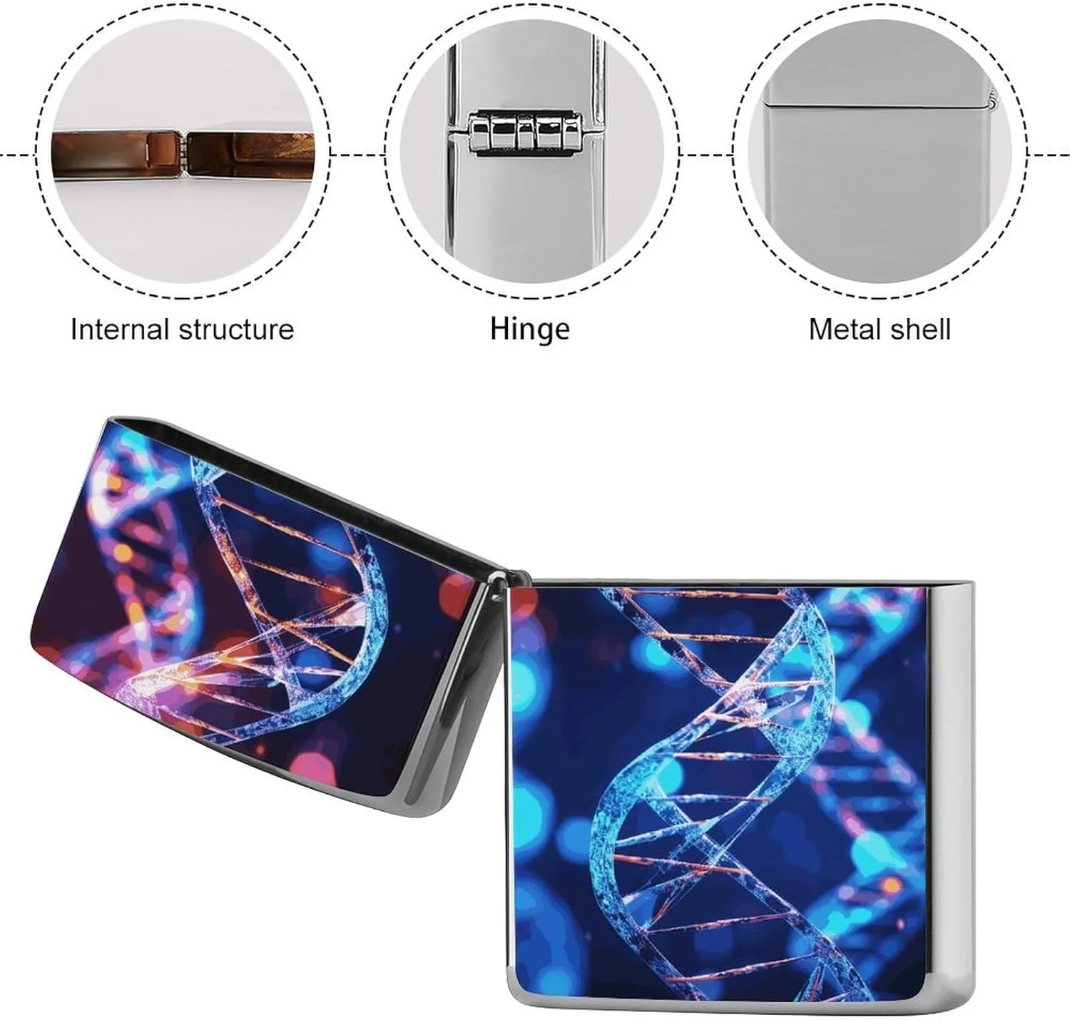 DNA Genetic Helix Lighter Case Waterproof Lighter Sleeve Lighters Protective Cover with Graffiti Design