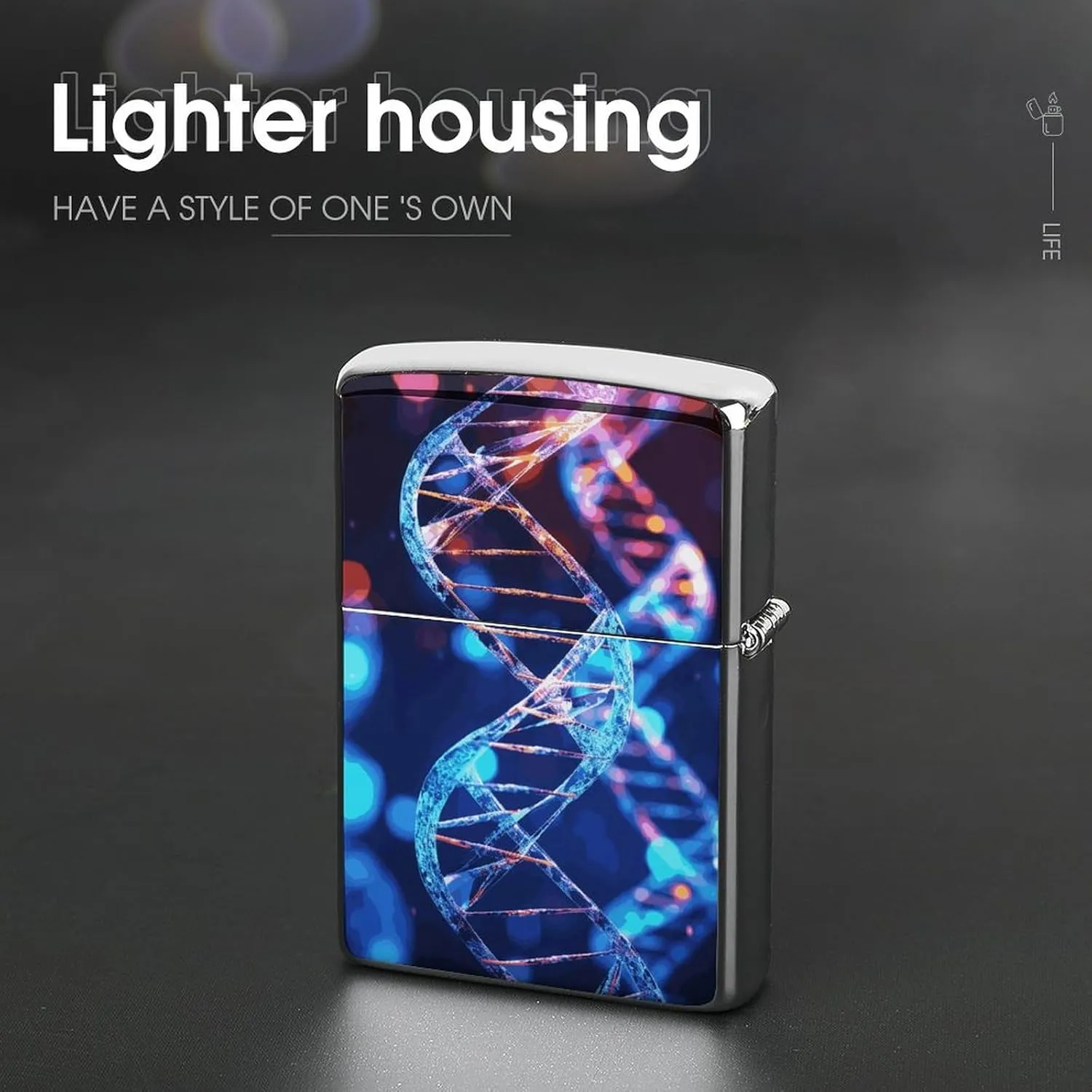 DNA Genetic Helix Lighter Case Waterproof Lighter Sleeve Lighters Protective Cover with Graffiti Design