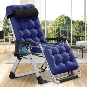 DoCred Comfy Chair, Folding Chair Recliner Chair for Bedroom and Living Room, Folding Reclining Patio Chairs Lounge Chair with Removable Cushion for Indoor Outdoor