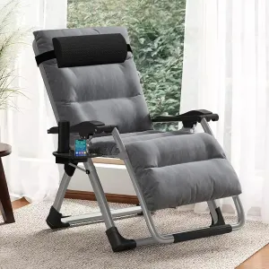 DoCred Comfy Chair, Folding Chair Recliner Chair for Bedroom and Living Room, Folding Reclining Patio Chairs Lounge Chair with Removable Cushion for Indoor Outdoor