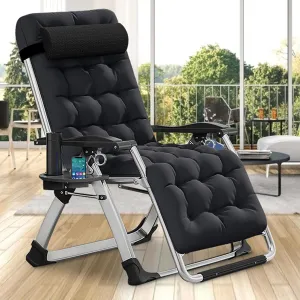 DoCred Comfy Folding Recliner Chair - Bedroom & Living Room, Patio Lounge Chair with Removable Cushion for Indoor Outdoor
