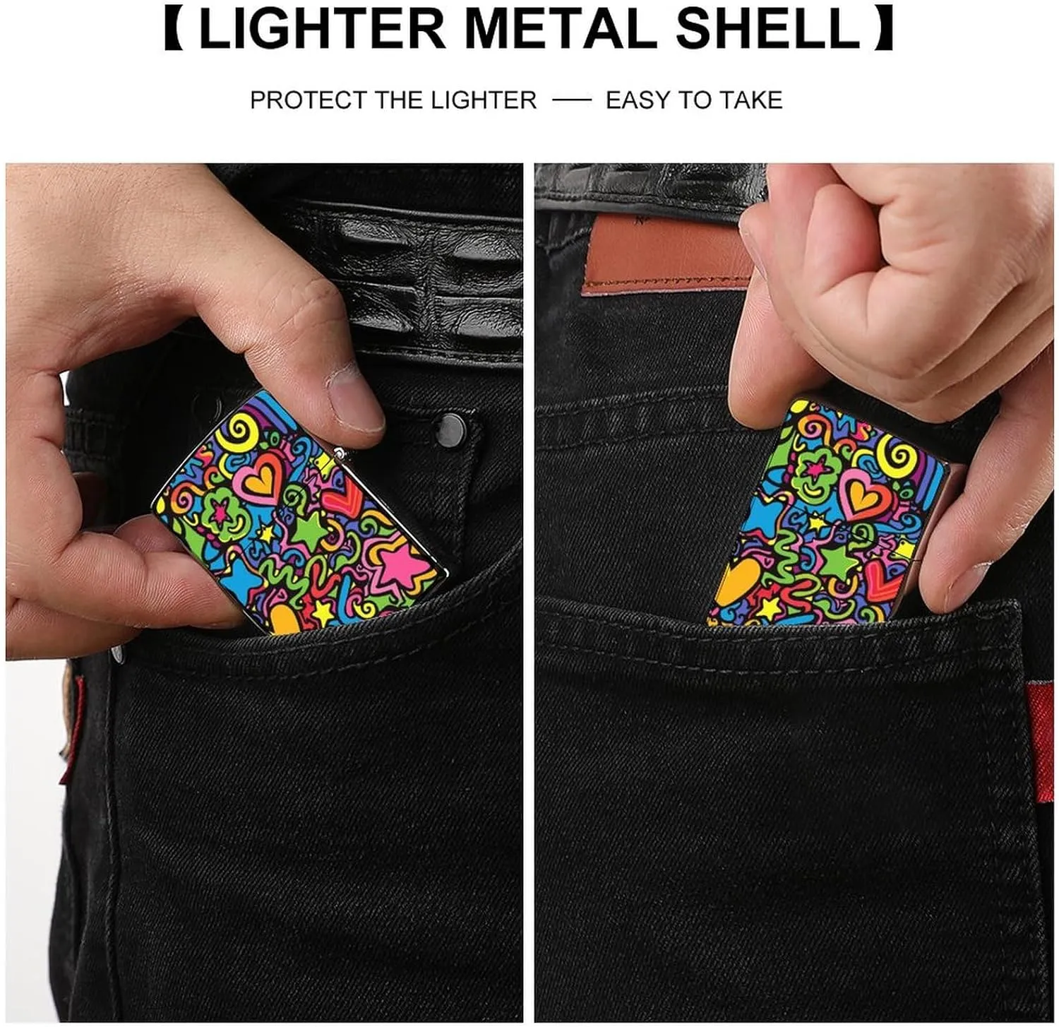 Doodles and Lines Lighter Case Waterproof Lighter Sleeve Lighters Protective Cover with Graffiti Design