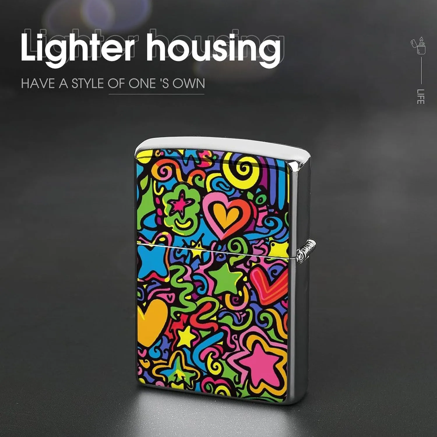 Doodles and Lines Lighter Case Waterproof Lighter Sleeve Lighters Protective Cover with Graffiti Design