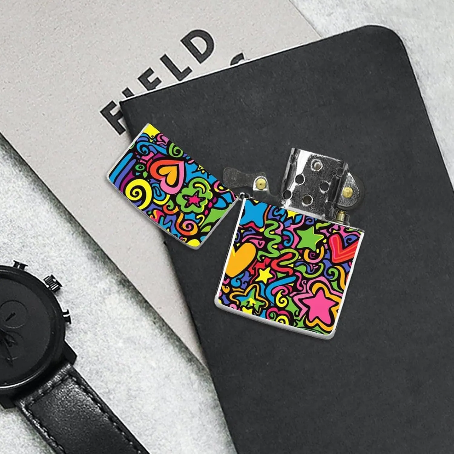 Doodles and Lines Lighter Case Waterproof Lighter Sleeve Lighters Protective Cover with Graffiti Design